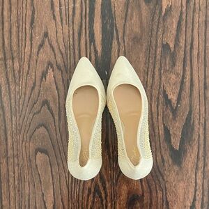 Thalia Sodi Gold Flats with Rhinestone Detail